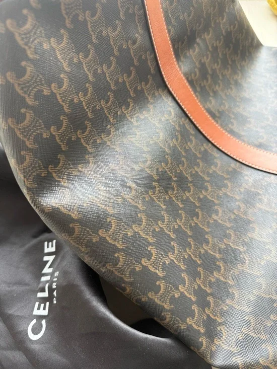 CELINE Black Logo Canvas & Brown Leather Duffel Bag - Picture 6 of 14
